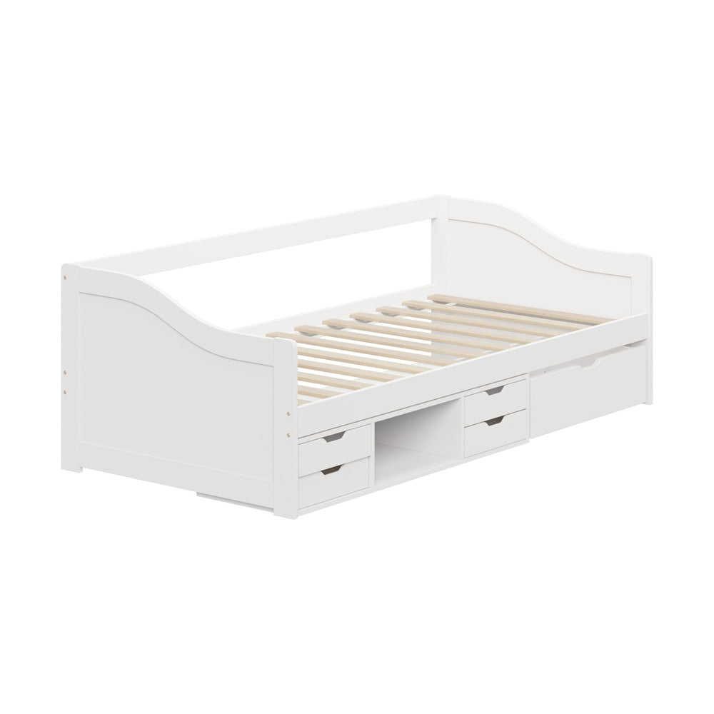 Aven Trundle Kids Bed Frame White