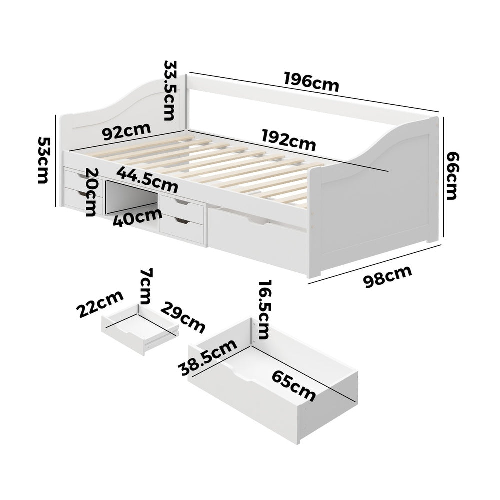 Aven Trundle Kids Bed Frame White