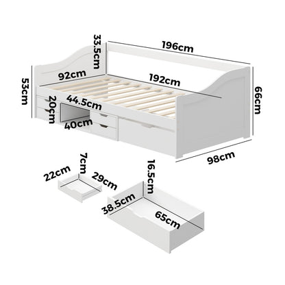 Aven Trundle Kids Bed Frame White