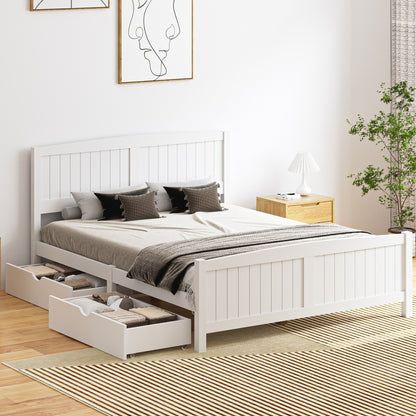 Nala Bed Frame with Trundle Drawers White