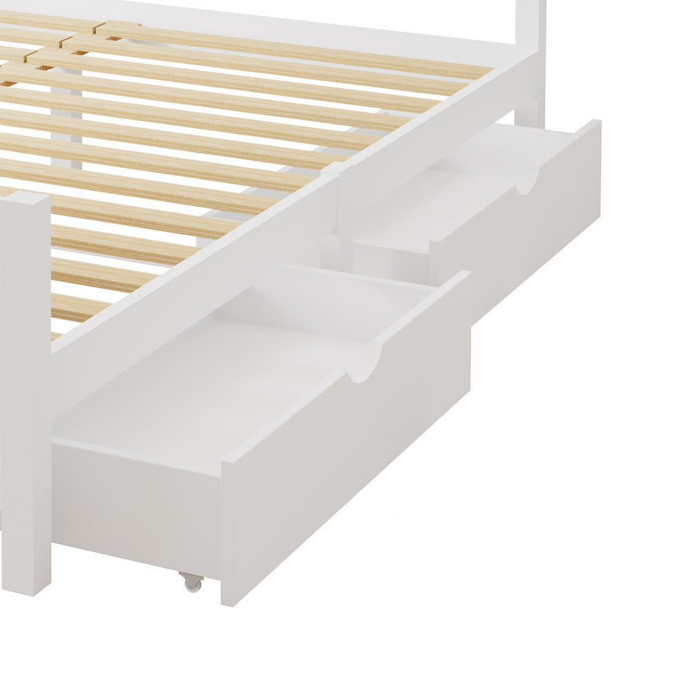 Nala Bed Frame with Trundle Drawers White