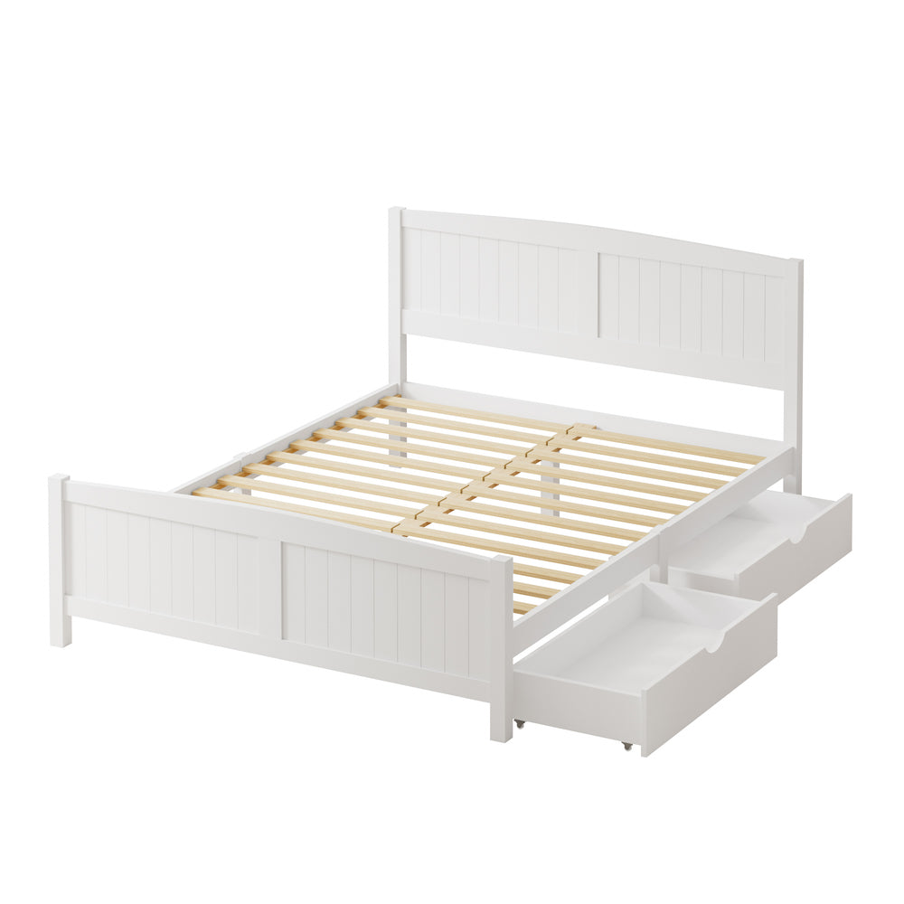 Nala Bed Frame with Trundle Drawers White
