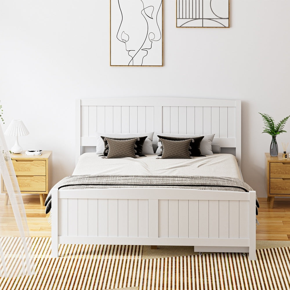 Nala Bed Frame with Trundle Drawers White