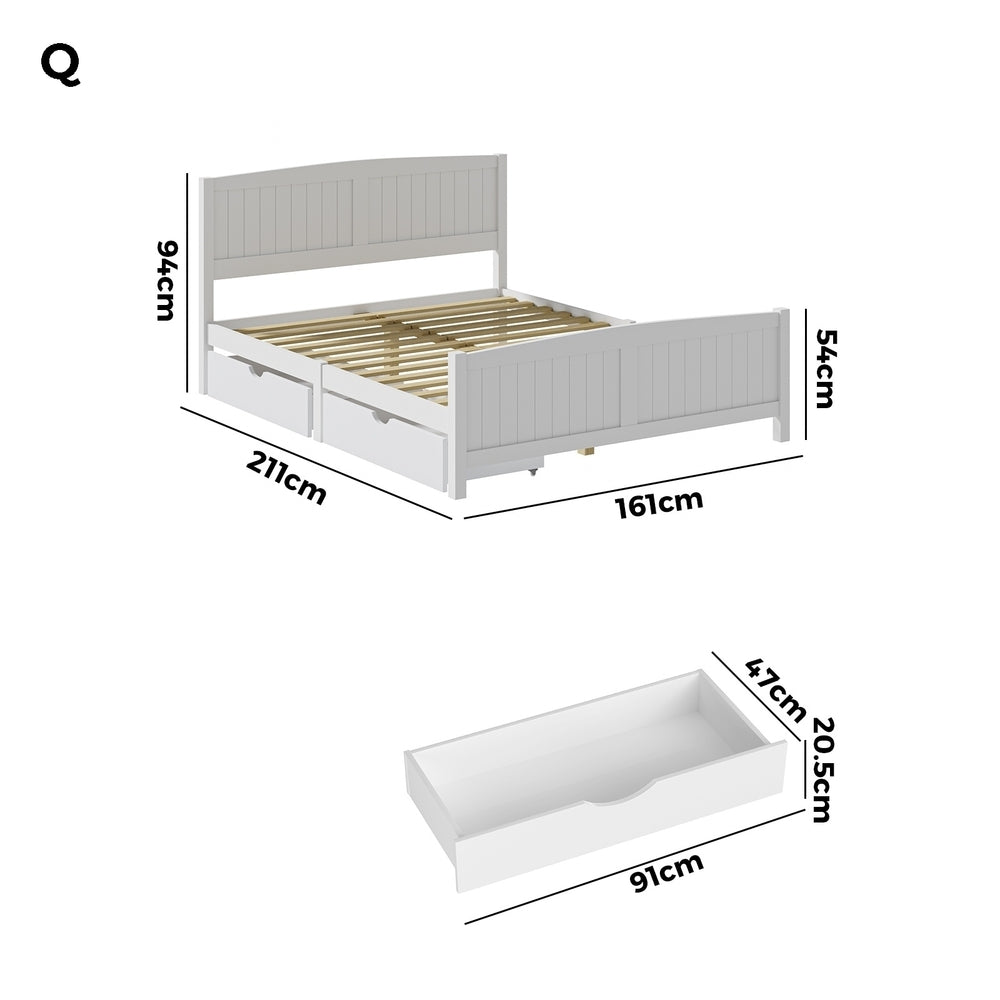 Nala Bed Frame with Trundle Drawers White