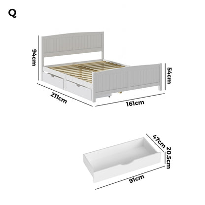 Nala Bed Frame with Trundle Drawers White