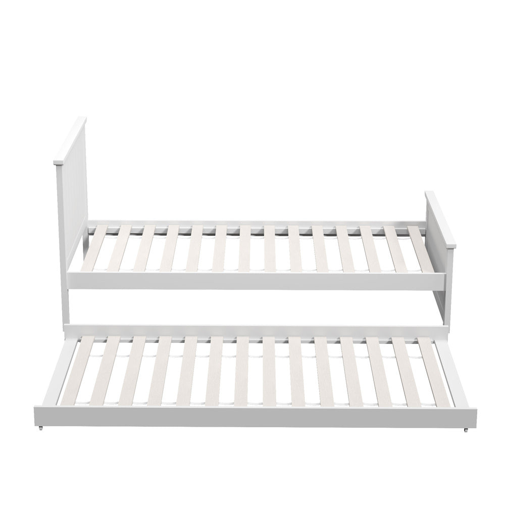 Leo Trundle Bed Frame Single White