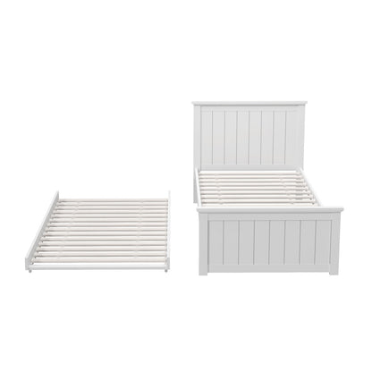 Leo Trundle Bed Frame Single White