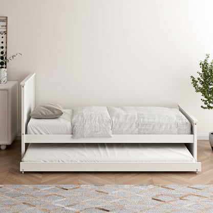 Leo Trundle Bed Frame Single White