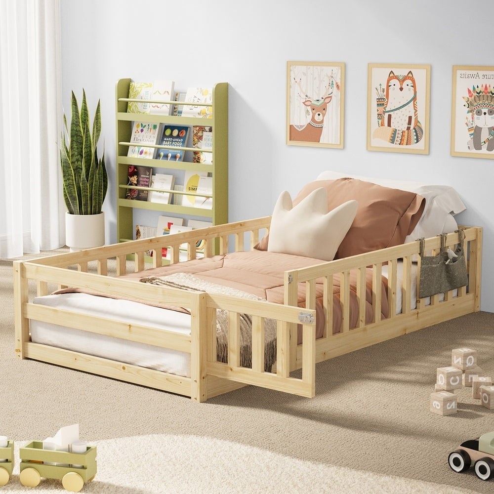 Ludwig Kids Bed Frame with Wood Gate Guard Single