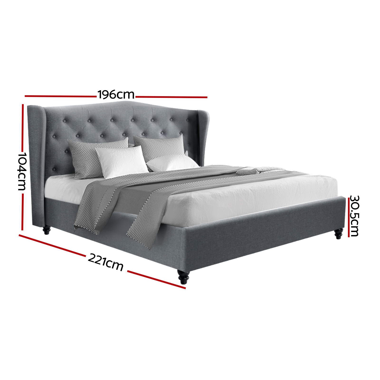 Pierre Bed Frame King Grey