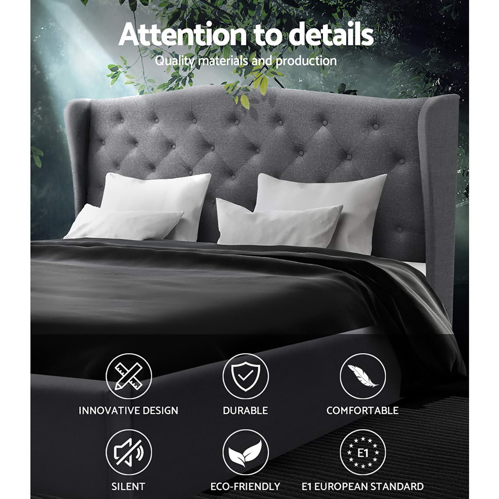 Pierre Bed Frame Queen Grey