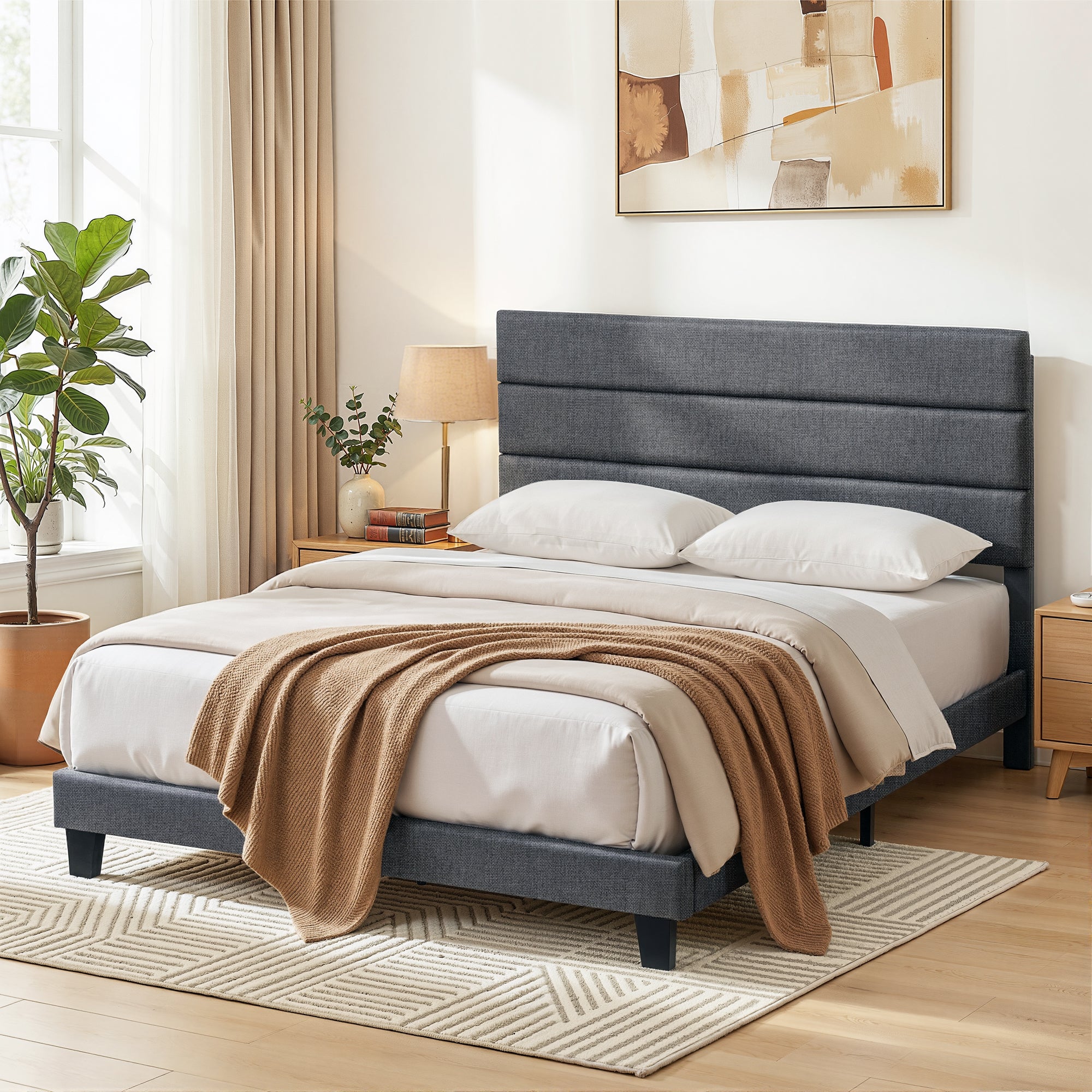 Preston Upholstered Bed Frame Grey Double