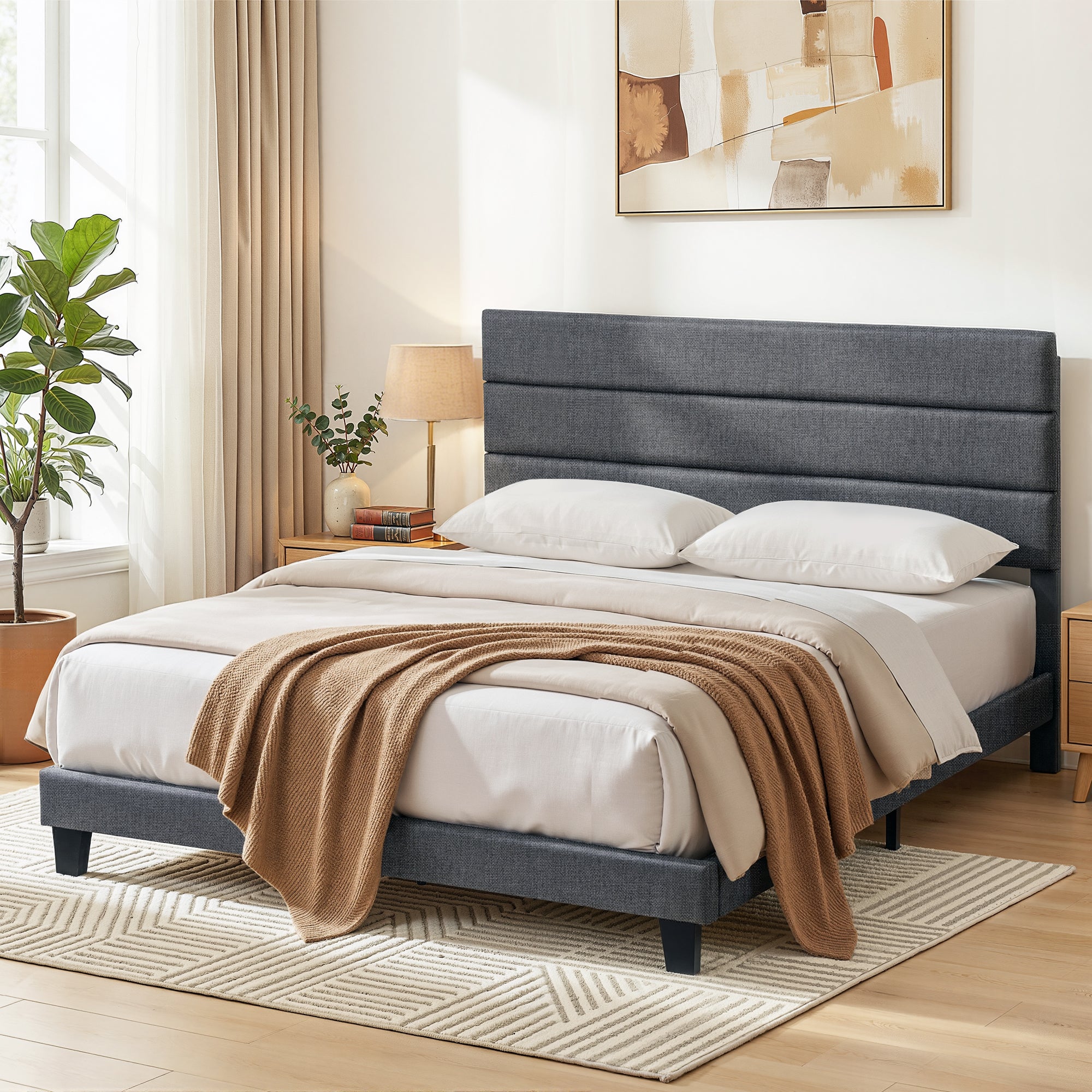 Preston Upholstered Bed Frame Grey King