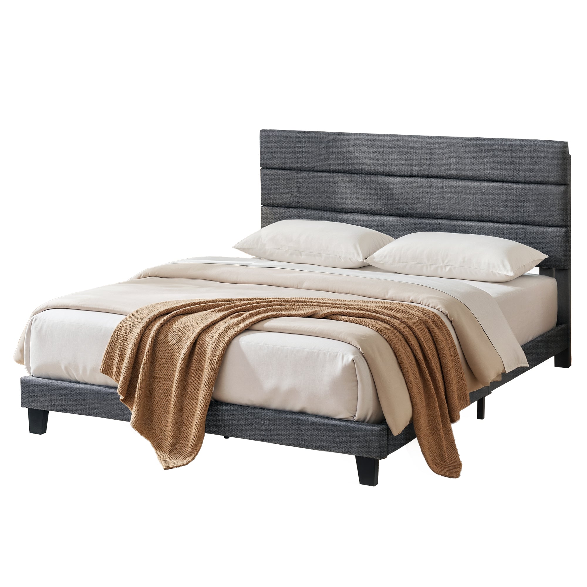 Preston Upholstered Bed Frame Grey King