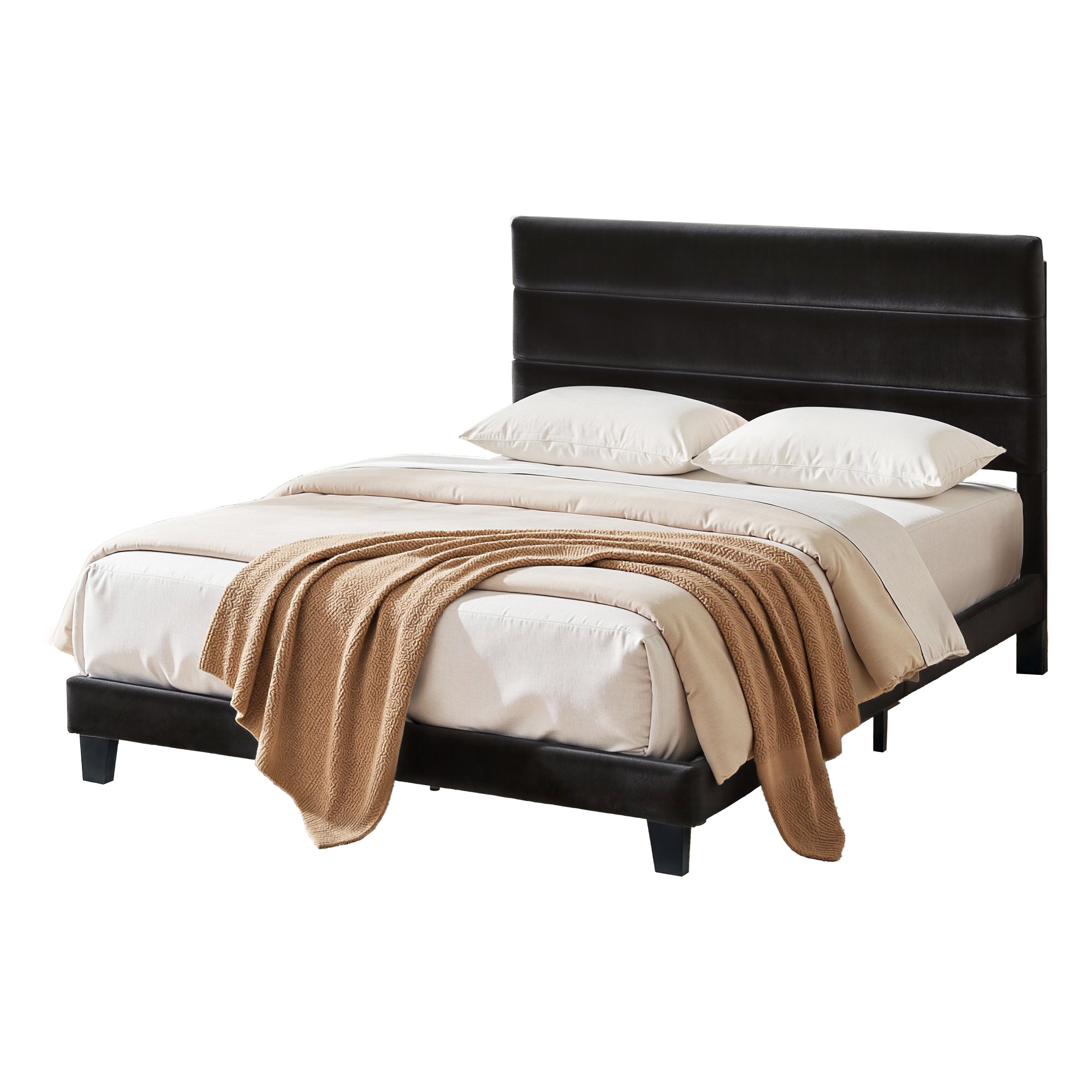 Preston Upholstered Bed Frame Black Queen