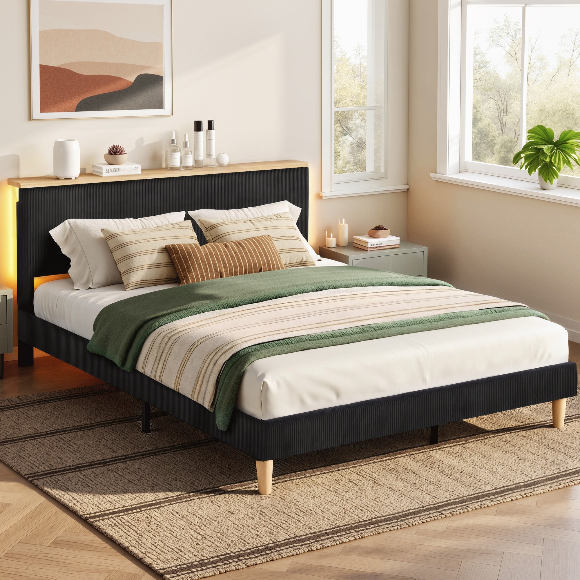 Royce Upholstered Bed Frame Black