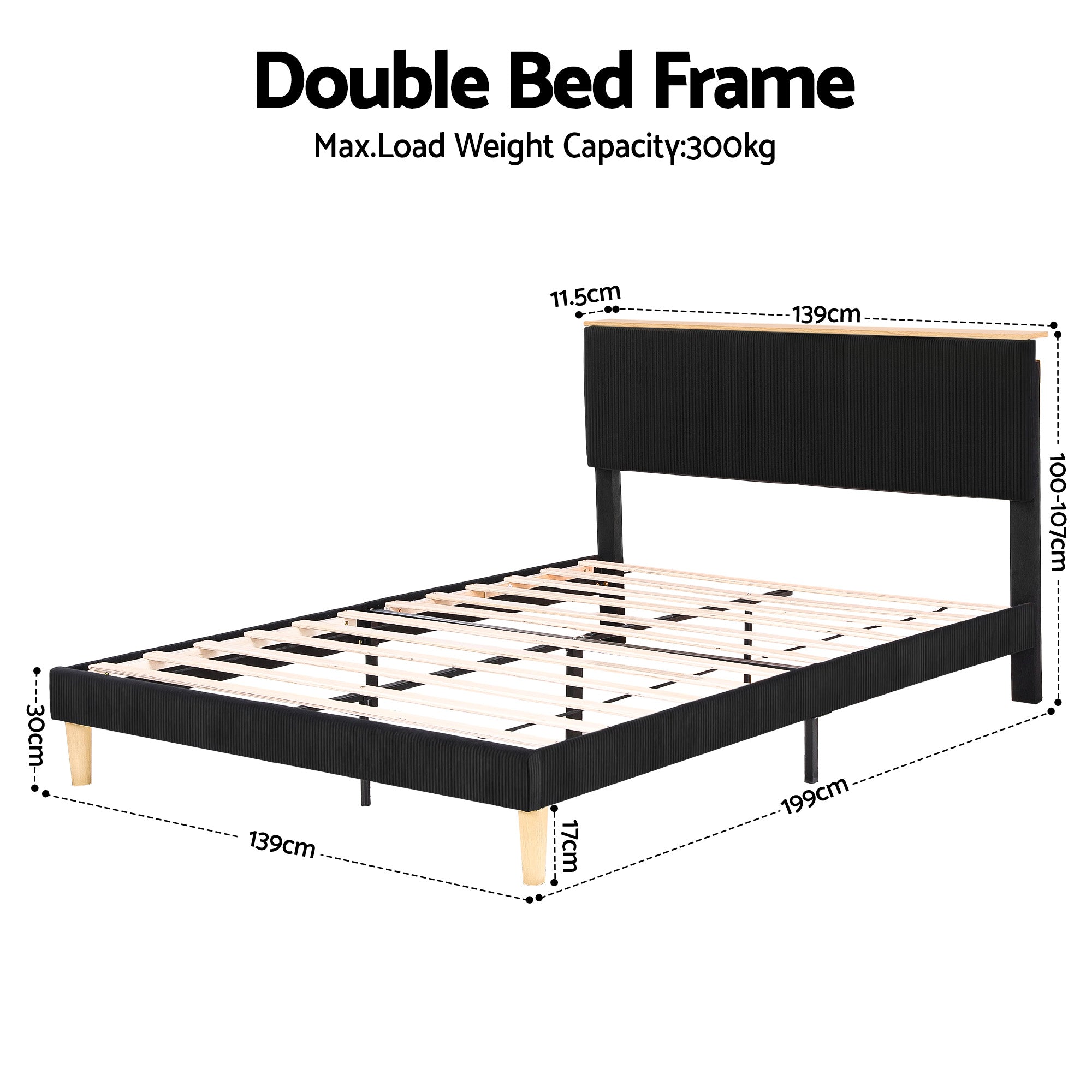 Royce Upholstered Bed Frame Black