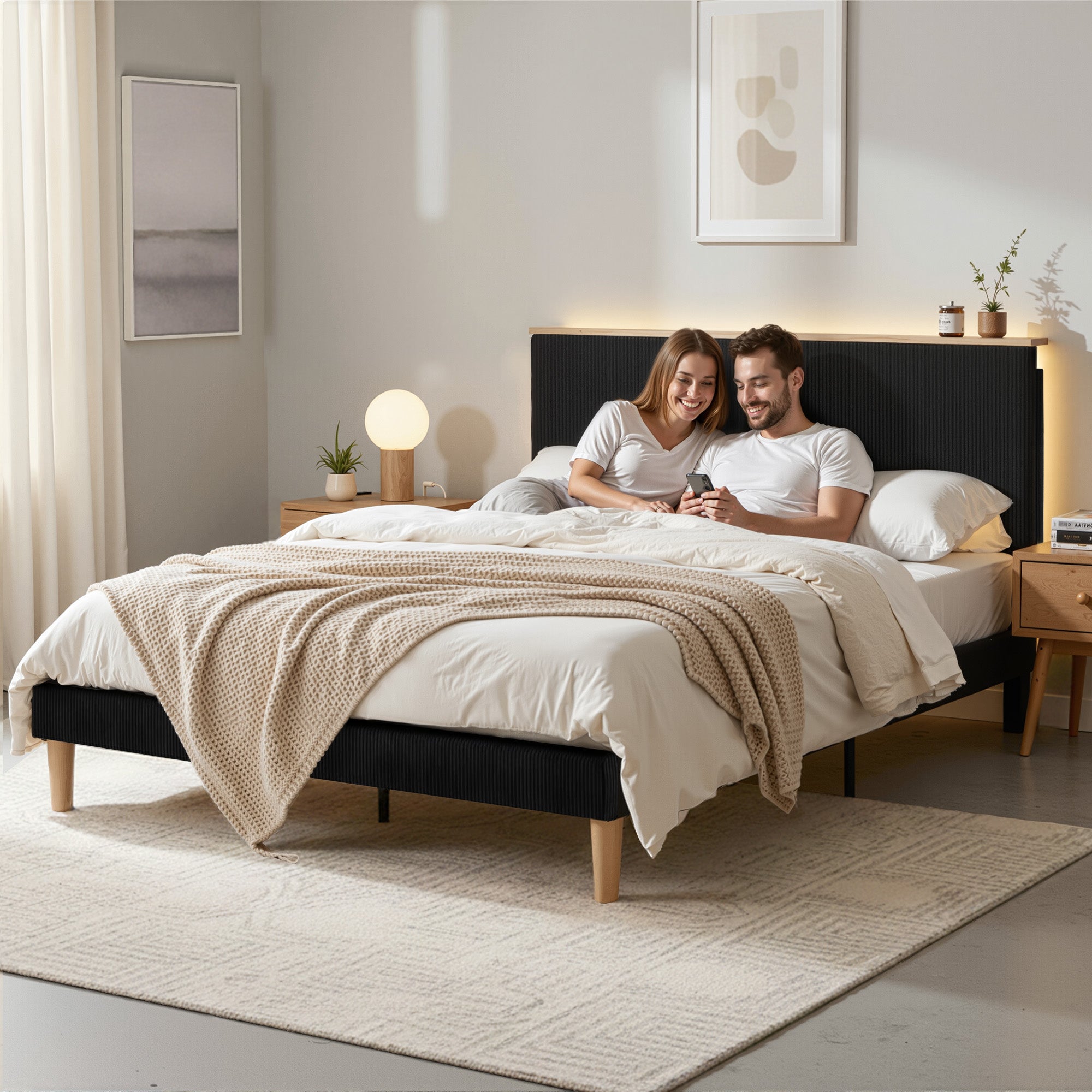Royce Upholstered Bed Frame Black
