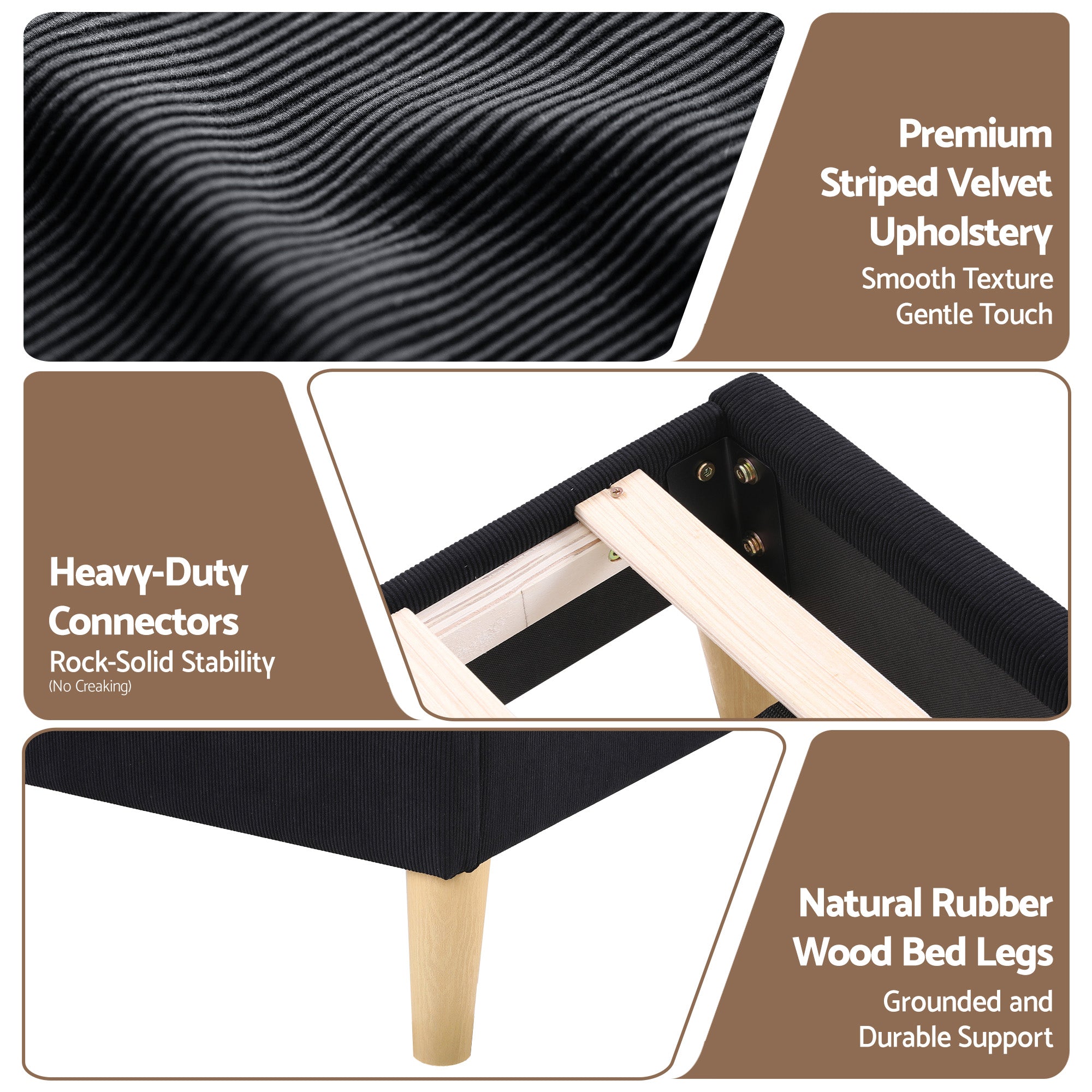Royce Upholstered Bed Frame Black