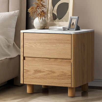 Coney Faux Marble Bedside Table
