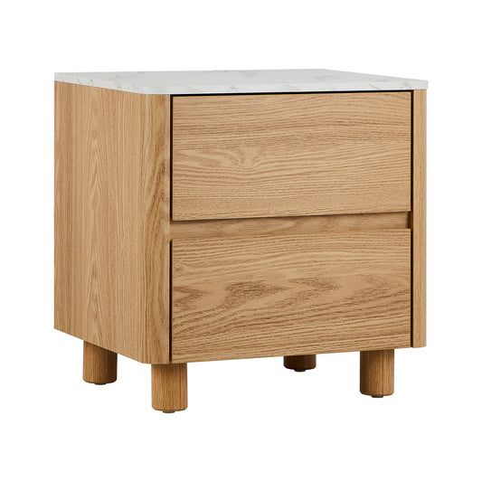 Coney Faux Marble Bedside Table