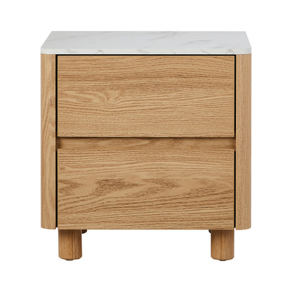 Coney Faux Marble Bedside Table