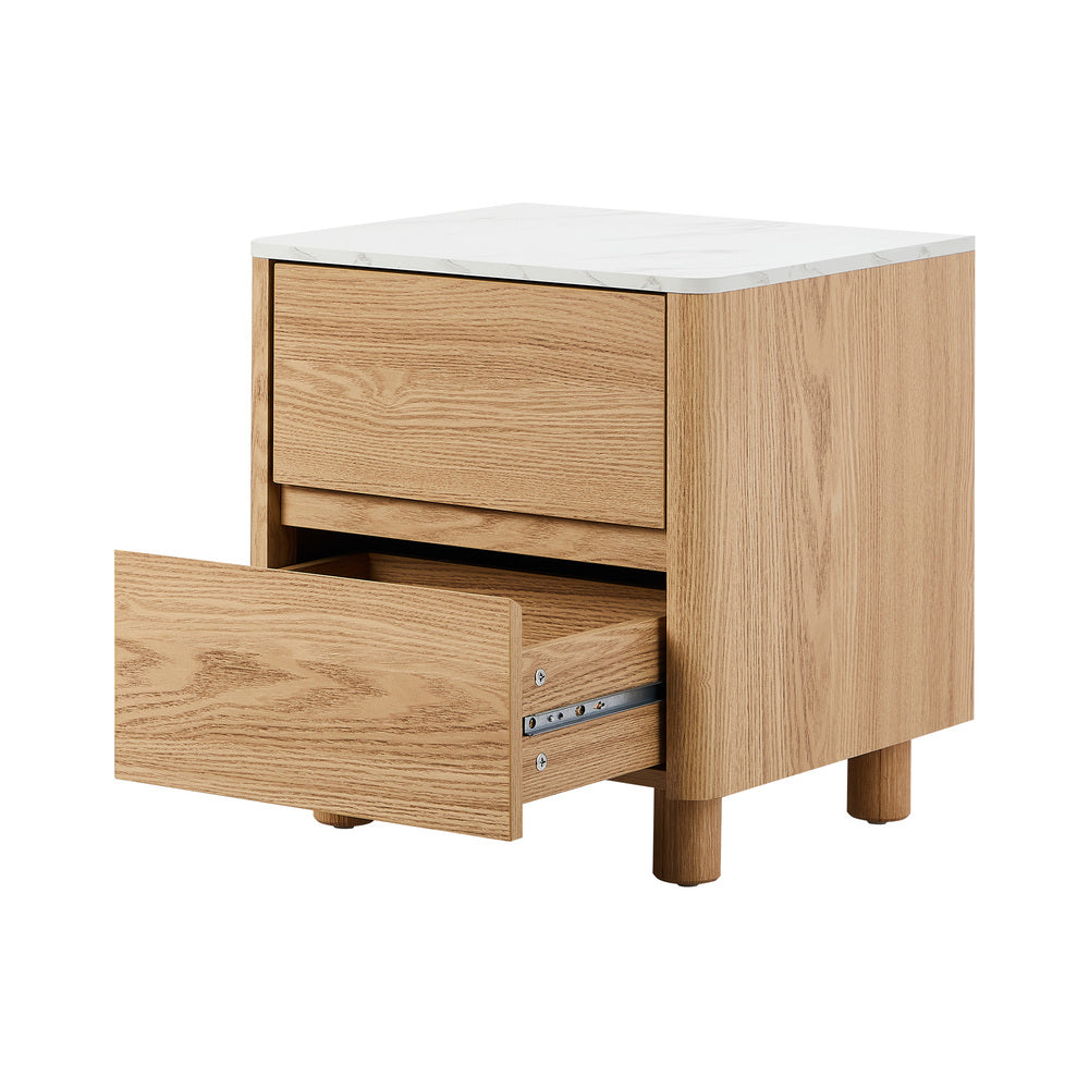 Coney Faux Marble Bedside Table