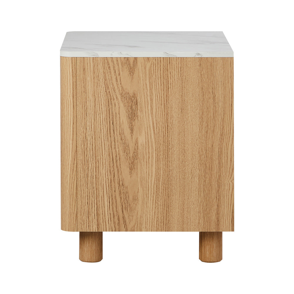 Coney Faux Marble Bedside Table