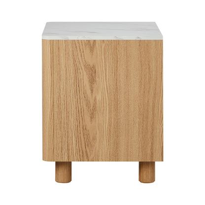 Coney Faux Marble Bedside Table