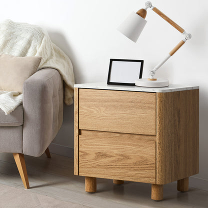 Coney Faux Marble Bedside Table