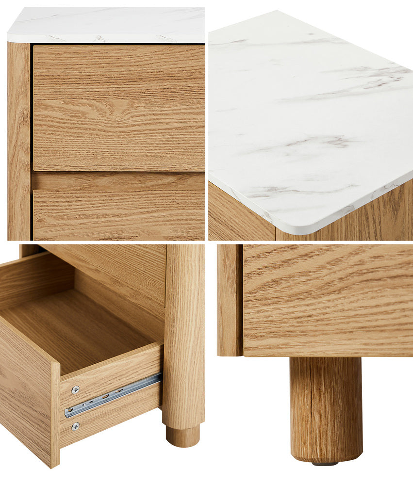 Coney Faux Marble Bedside Table