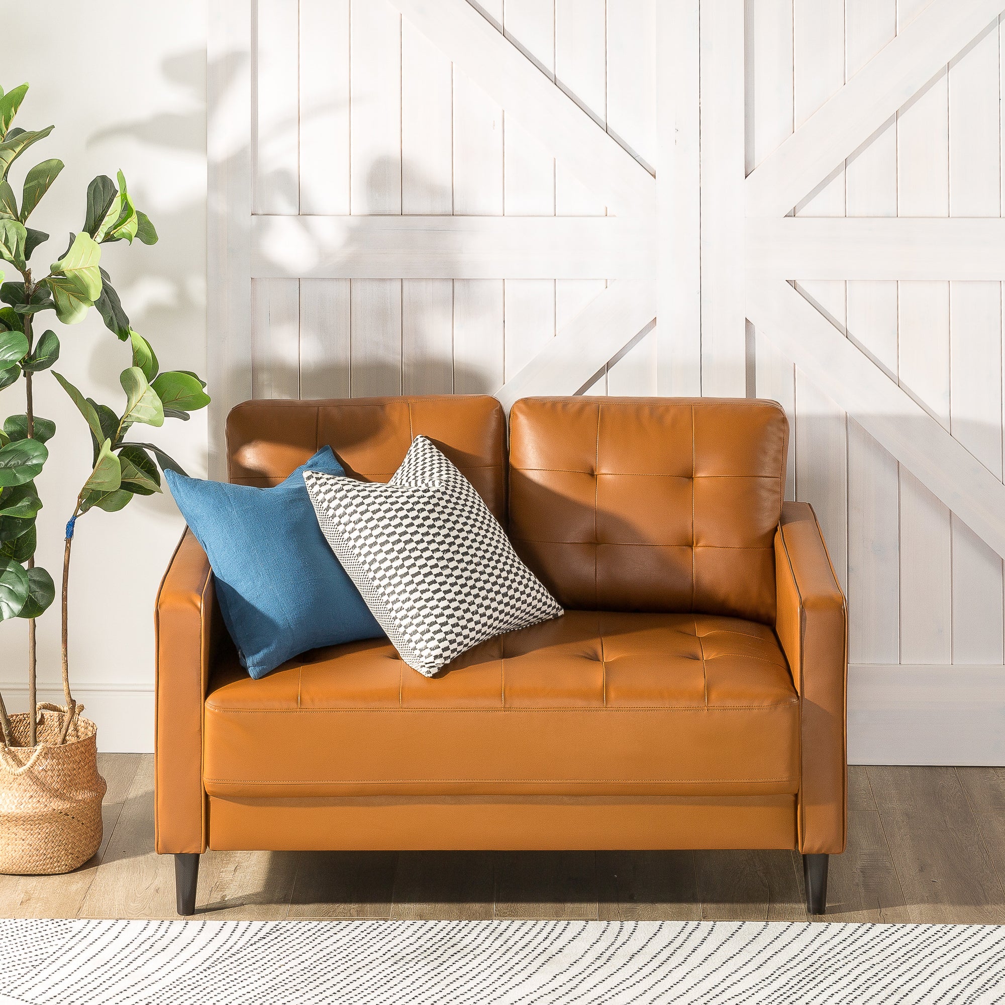 Benton Leather 2 Seater Sofa Brown