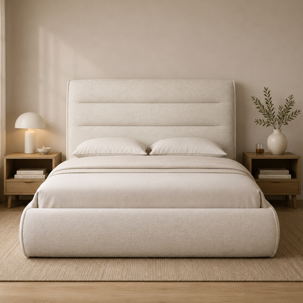 Botany Gas Lift Bed Frame Cream