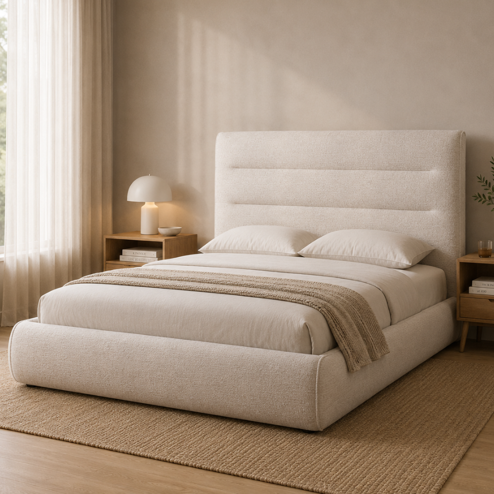 Botany Gas Lift Bed Frame Cream