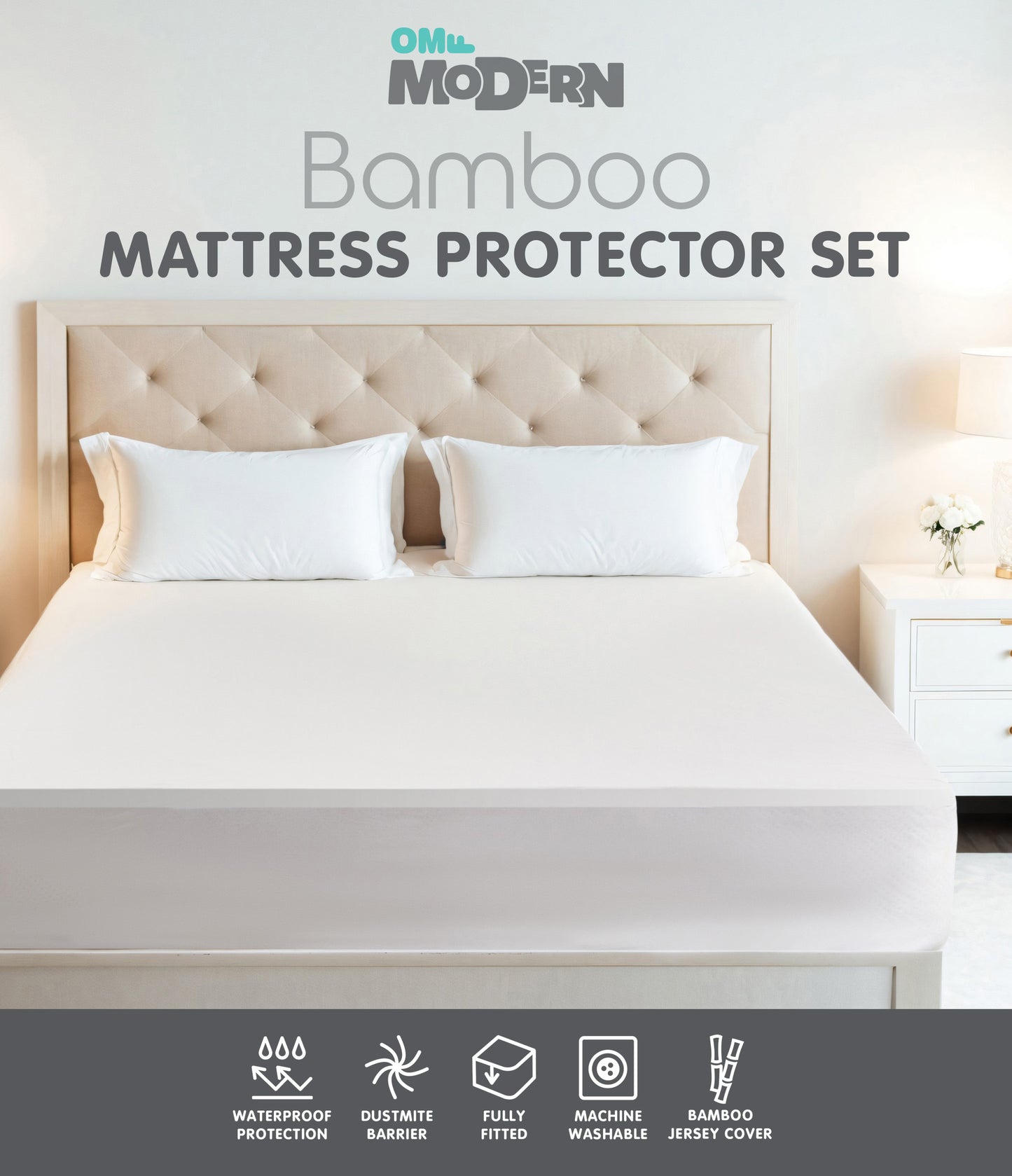 Modern Bamboo Mattress Protector Set