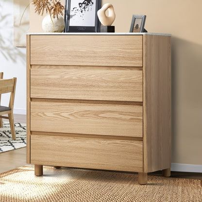 Coney Faux Marble 4 Drawer Chest Natural