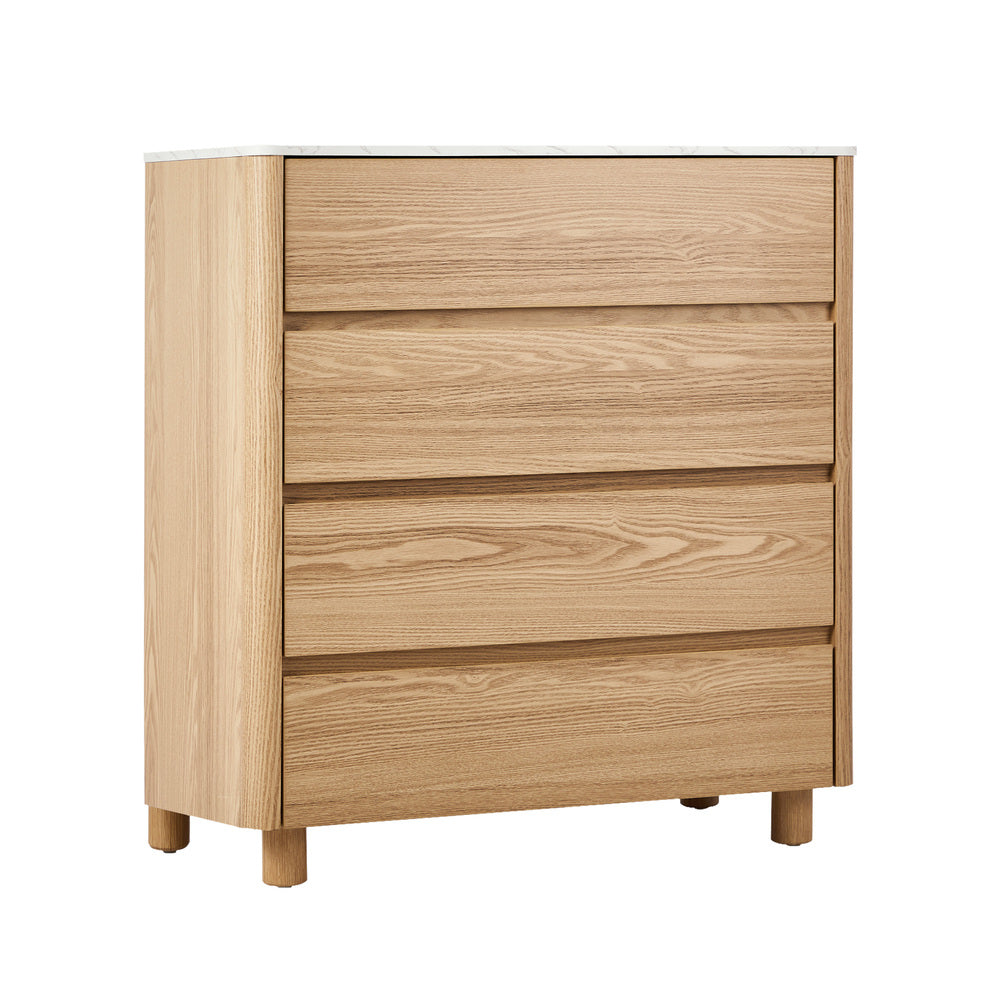 Coney Faux Marble 4 Drawer Chest Natural