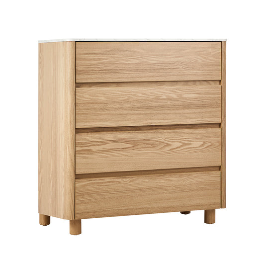 Coney Faux Marble 4 Drawer Chest Natural