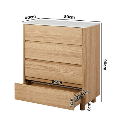 Coney Faux Marble 4 Drawer Chest Natural
