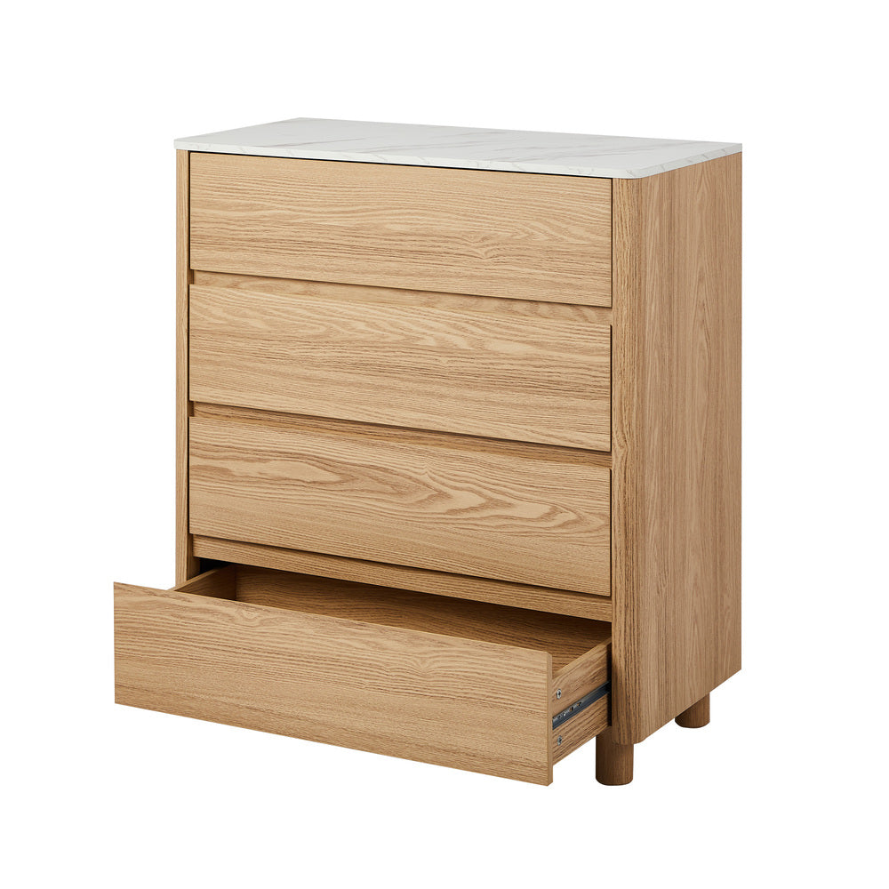 Coney Faux Marble 4 Drawer Chest Natural