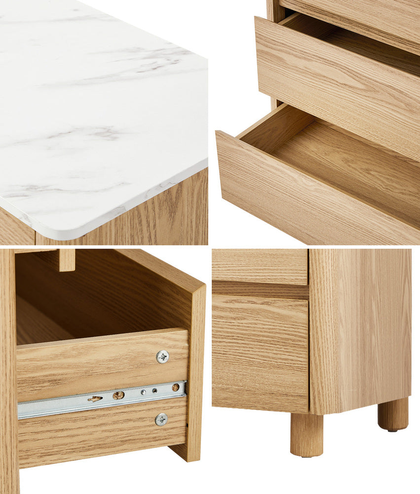 Coney Faux Marble 4 Drawer Chest Natural