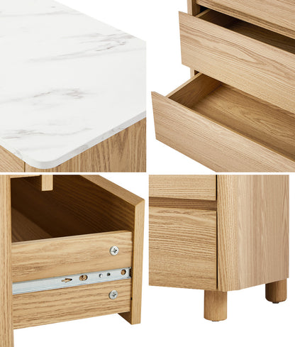 Coney Faux Marble 4 Drawer Chest Natural