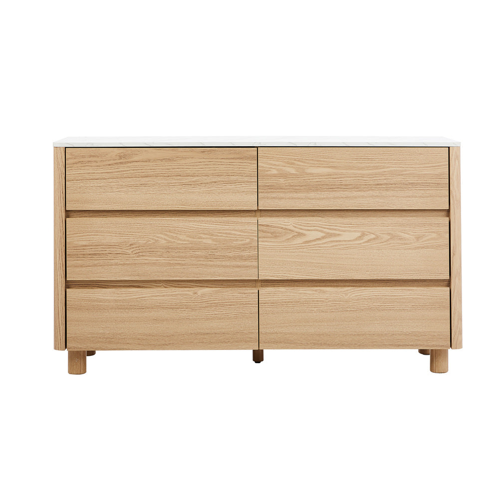 Coney Faux Marble 6 Drawer Chest Natural