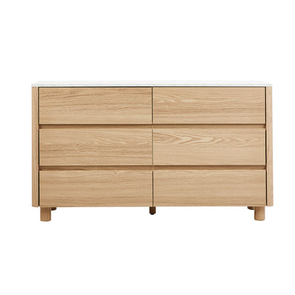 Coney Faux Marble 6 Drawer Chest Natural