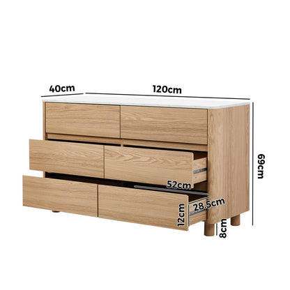 Coney Faux Marble 6 Drawer Chest Natural