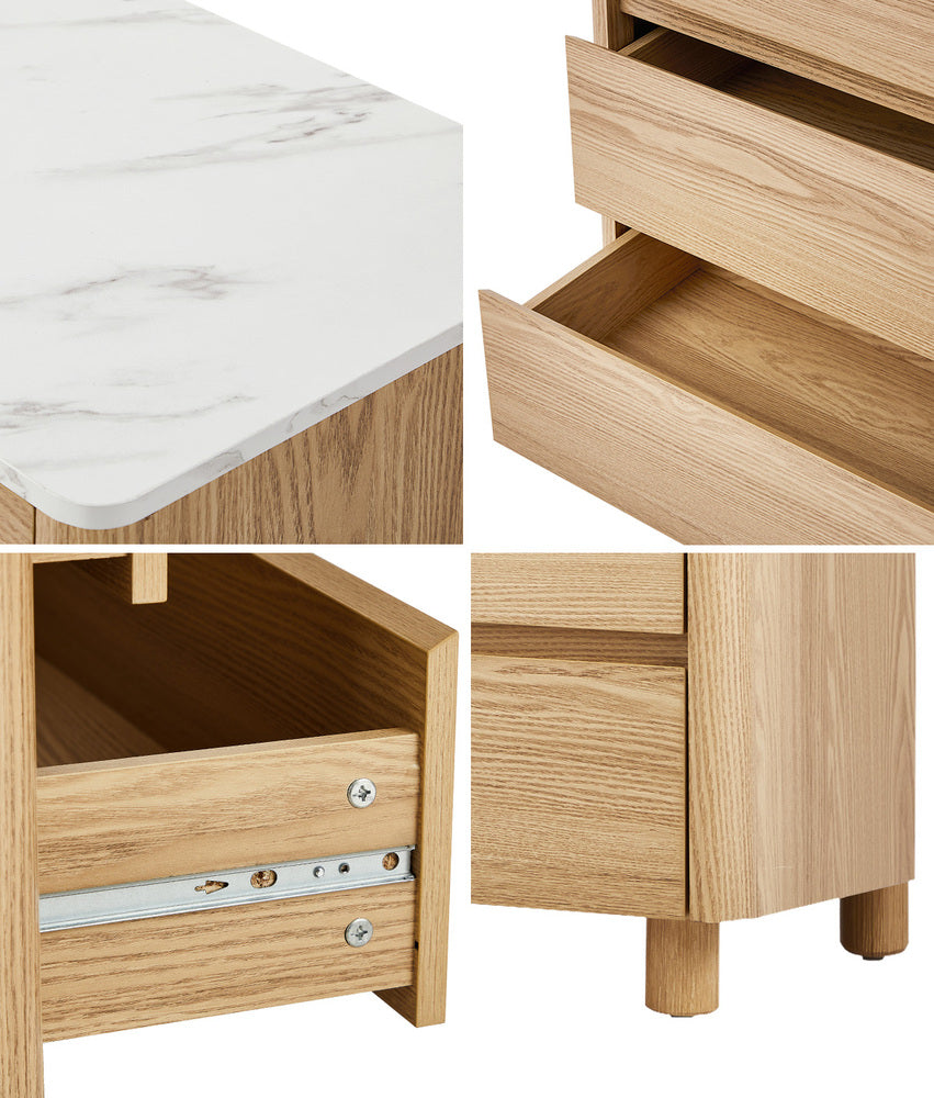 Coney Faux Marble 6 Drawer Chest Natural