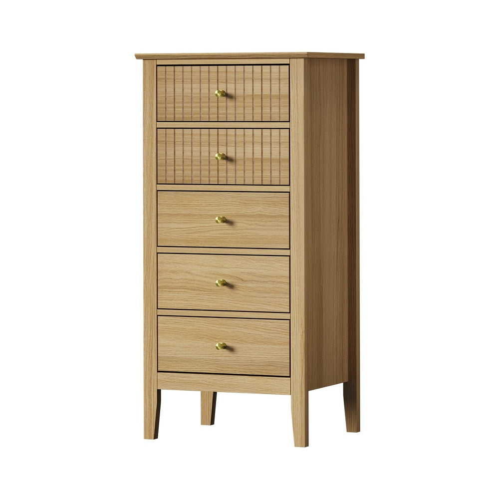 Hilda 5 Drawer Slim Tallboy Natural