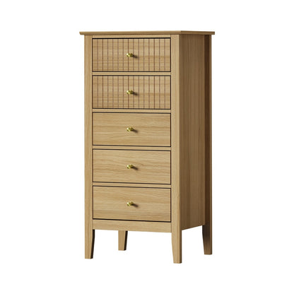 Hilda 5 Drawer Slim Tallboy Natural