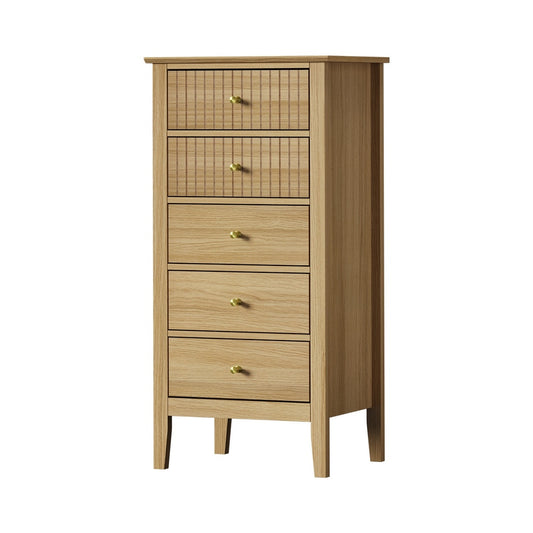 Hilda 5 Drawer Slim Tallboy Natural