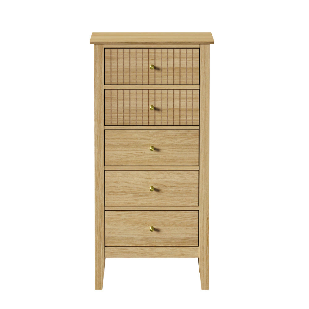 Hilda 5 Drawer Slim Tallboy Natural